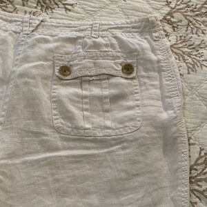Liz Claiborne 100% Organic Linen Off White Wide Leg Pants 4 Pocket Belt Loops